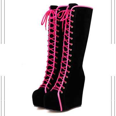 New Lace Inside The Flat Martin Boots Suede Shoes Large Size High Boots Women Platform Boots botas inverno feminina NO.202