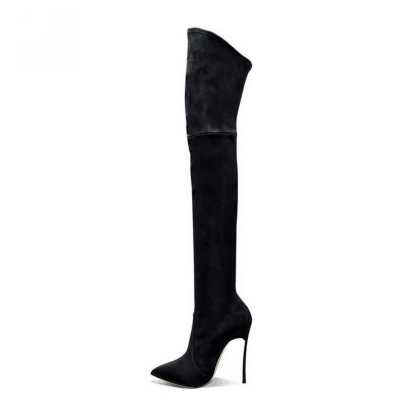 Fashion Autumn Women Shoes Thigh High Boots Stilettos Sexy Over the Knee Boots Pointy Toe High Heel 12CM Long Boots Women Black