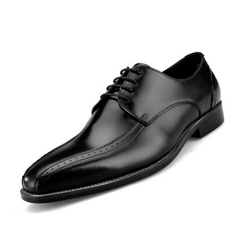 Handmade Men's Cow Leather Business Dress Shoes High Quality British Style Office Shoes Men Wedding Party Formal Wear Shoes